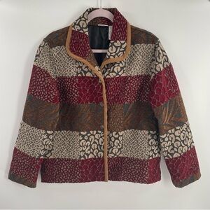 White Stag Vintage Animal Print Burnout Brocade Tapestry Button Up Blazer Jacket